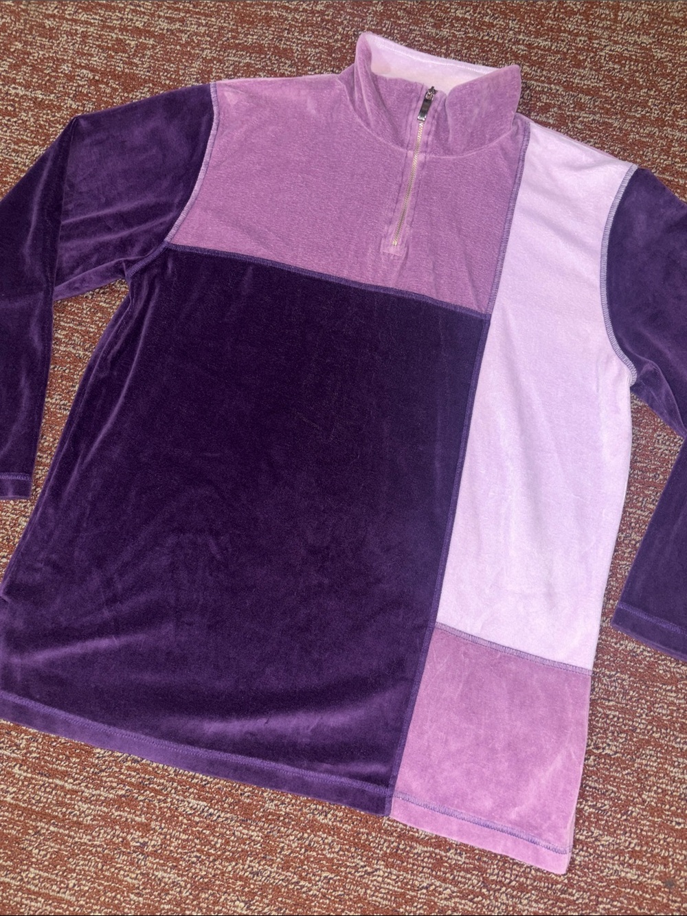 Vintage Jason Maxwell purple colorblock casual pullover quarter zip long sleeve